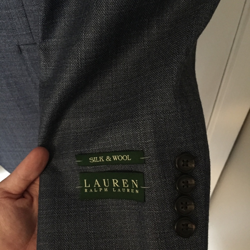 silk/wool sport coat suit jacket, gray- blue - Picture 3 of 5